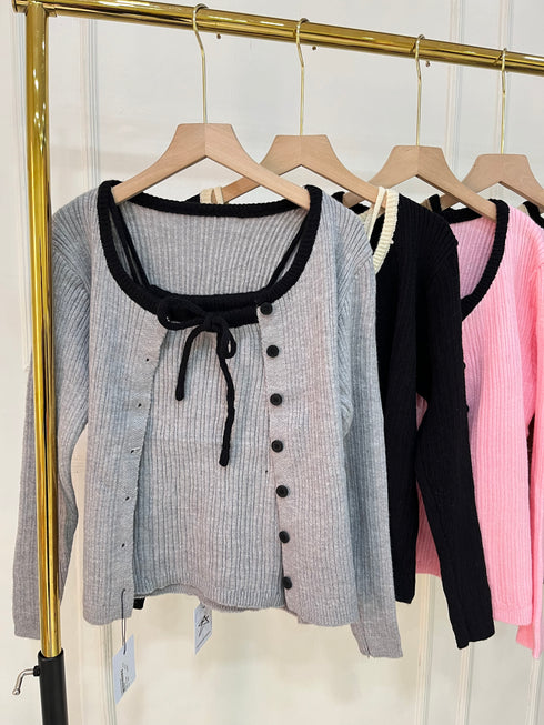 Ladies Knitted Cardigan With Adjustable Straps Camisole